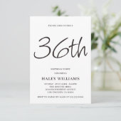 Minimalistisch Modern Simple Calligraphy 36. Gebur Einladung (Stehend Vorderseite)