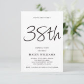 Minimalistisch Modern Simple Calligraphy 38. Gebur Einladung (Stehend Vorderseite)