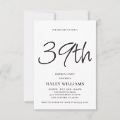 Minimalistisch Modern Simple Calligraphy 39. Gebur Einladung (Vorderseite)