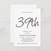 Minimalistisch Modern Simple Calligraphy 39. Gebur Einladung (Vorne/Hinten)