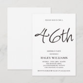 Minimalistisch Modern Simple Calligraphy 46. Gebur Einladung (Vorne/Hinten)