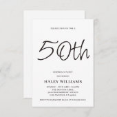 Minimalistisch Modern Simple Calligraphy 50. Gebur Einladung (Vorne/Hinten)