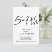 Minimalistisch Modern Simple Calligraphy 54. Gebur Einladung (Stehend Vorderseite)