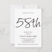 Minimalistisch Modern Simple Calligraphy 58. Gebur Einladung (Vorderseite)