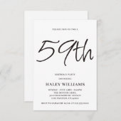 Minimalistisch Modern Simple Calligraphy 59. Gebur Einladung (Vorne/Hinten)