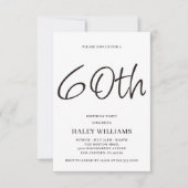 Minimalistisch Modern Simple Calligraphy 60. Gebur Einladung (Vorderseite)