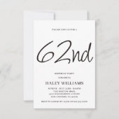 Minimalistisch Modern Simple Calligraphy 62. Gebur Einladung (Vorderseite)