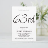 Minimalistisch Modern Simple Calligraphy 63. Gebur Einladung (Stehend Vorderseite)