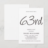 Minimalistisch Modern Simple Calligraphy 63. Gebur Einladung (Vorne/Hinten)