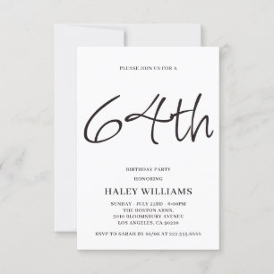 Minimalistisch Modern Simple Calligraphy 64. Gebur Einladung