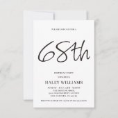 Minimalistisch Modern Simple Calligraphy 68. Gebur Einladung (Vorderseite)