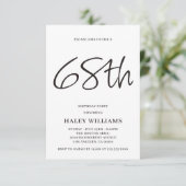 Minimalistisch Modern Simple Calligraphy 68. Gebur Einladung (Stehend Vorderseite)