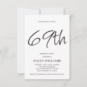 Minimalistisch Modern Simple Calligraphy 69. Gebur Einladung (Vorderseite)