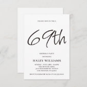 Minimalistisch Modern Simple Calligraphy 69. Gebur Einladung (Vorne/Hinten)