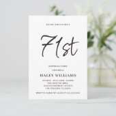 Minimalistisch Modern Simple Calligraphy 71. Gebur Einladung (Stehend Vorderseite)