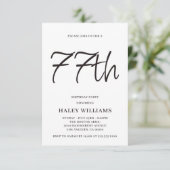 Minimalistisch Modern Simple Calligraphy 77. Gebur Einladung (Stehend Vorderseite)