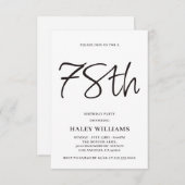 Minimalistisch Modern Simple Calligraphy 78. Gebur Einladung (Vorne/Hinten)