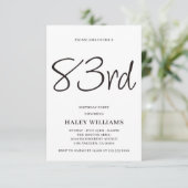 Minimalistisch Modern Simple Calligraphy 83. Gebur Einladung (Stehend Vorderseite)