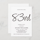 Minimalistisch Modern Simple Calligraphy 83. Gebur Einladung (Vorne/Hinten)