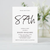 Minimalistisch Modern Simple Calligraphy 87. Gebur Einladung (Stehend Vorderseite)
