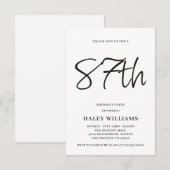 Minimalistisch Modern Simple Calligraphy 87. Gebur Einladung (Vorne/Hinten)