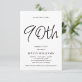 Minimalistisch Modern Simple Calligraphy 90. Gebur Einladung (Stehend Vorderseite)