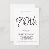 Minimalistisch Modern Simple Calligraphy 90. Gebur Einladung (Vorne/Hinten)