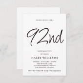 Minimalistisch Modern Simple Calligraphy 92. Gebur Einladung (Vorne/Hinten)