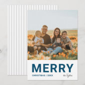 Minimalistisch Modern Simple Foto Navy Weihnachten (Vorne/Hinten)