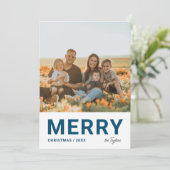 Minimalistisch Modern Simple Foto Navy Weihnachten (Stehend Vorderseite)