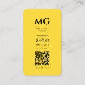 Minimalistisch Modern Simple Yellow Monogram Visitenkarte (Rückseite)