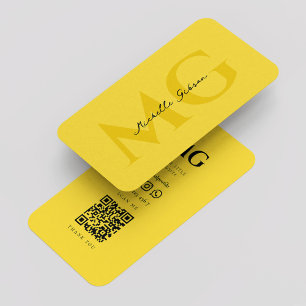 Minimalistisch Modern Simple Yellow Monogram Visitenkarte