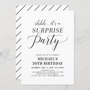 Minimalistisch Modern Surprise 30. Geburtstag Part Einladung