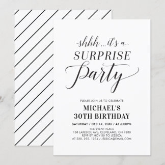 Minimalistisch Modern Surprise 30. Geburtstag Part Einladung