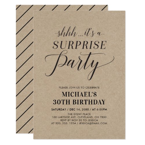 Minimalistisch Modern Surprise 30 Geburtstag Part Einladung Meine Einladungskarten De