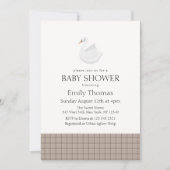 Minimalistisch Modern Swan Gingham Boy Baby Dusche Einladung (Vorderseite)