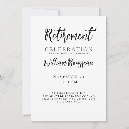 Minimalistisch Modern Typografy Retirement Party I Einladung (Vorderseite)