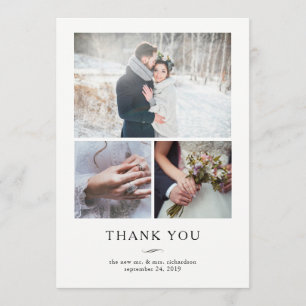 Minimalistisch Modern Wedding Danke Drei Fotos