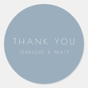 Minimalistisch Modern Wedding Danke Dusty Blue Runder Aufkleber