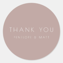 Minimalistisch Modern Wedding Danke Dusty Mauve Runder Aufkleber