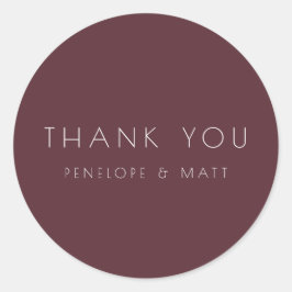 Minimalistisch Modern Wedding Vielen Dank Burgundy Runder Aufkleber