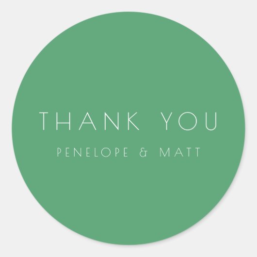 Minimalistisch Modern Wedding Vielen Dank Kelly Gr Runder Aufkleber (Vorderseite)