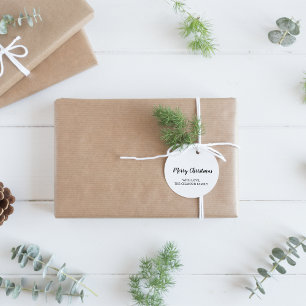 Minimalistisch Modern White Frohe Weihnachtsgesche Runder Aufkleber