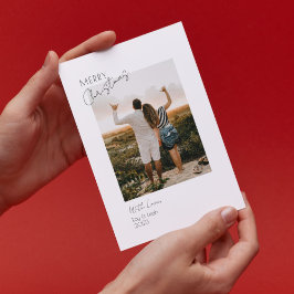 Minimalistisch Modern Zwei Foto Frohe Weihnachtska Einladung