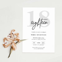 Minimalistisch-Moderne 18. Geburtstagsparty Einlad