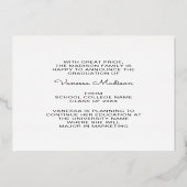 Minimalistisch-Moderne 1 Foto Grad Bekanntgabe Folieneinladung (Rückseite)