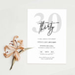 Minimalistisch Moderne 30. Geburtstagsfeier Party  Einladung<br><div class="desc">Diese minimalistische Typografie aus dem 30. Jubiläum-Party Einladung ist perfekt für eine moderne Geburtstagsparty. Das schlichte Design besticht durch klassisch minimalistische Schwarz-Weiß-Typografie mit modernem Ambiente. Anpassbar in jeder Farbe. Behalt das Design minimal und elegant, wie es ist, oder personalisiere es durch Hinzufügen von eigenen Grafiken und Kunstwerken. Für eine erweiterte...</div>