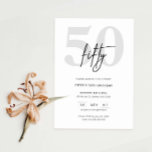 Minimalistisch-Moderne 50. Geburtstagsparty Einlad Einladung<br><div class="desc">Diese minimalistische Typografie 50. Geburtstagsfeier lädt zu einer modernen Geburtstagsparty ein. Das schlichte Design besticht durch klassisch minimalistische Schwarz-Weiß-Typografie mit modernem Ambiente. Anpassbar in jeder Farbe. Behalt das Design minimal und elegant, wie es ist, oder personalisiere es durch Hinzufügen von eigenen Grafiken und Kunstwerken. Für eine erweiterte Anpassung dieses Designs,...</div>