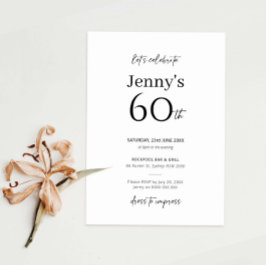 Minimalistisch-Moderne 60. Geburtstagsparty Einlad Einladung
