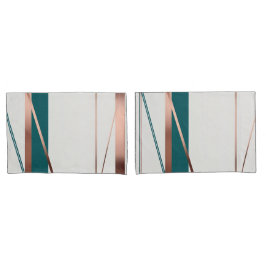 Minimalistisch Moderne Aquamarin & Kupfer Abstrakt Kissenbezug